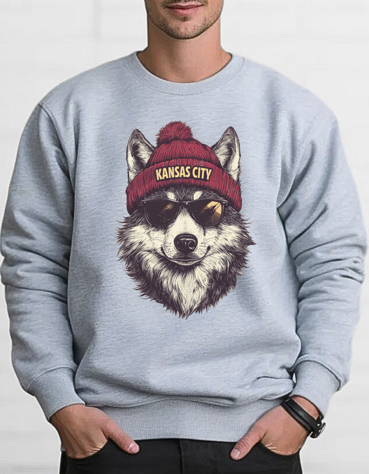 Kansas City Wolf Sweatshirt | Kansas City | Spirit Animal Football | Vintage Sports Fan Apparel | Game Day Football | KC Fan | KC Football