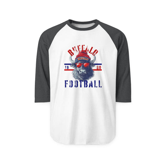 Buffalo Football Unisex Three-Quarter Sleeve Raglan Shirt | Comfy Fan Gear, Game Day Apparel, Sports Shirt, Gift for Him/Her