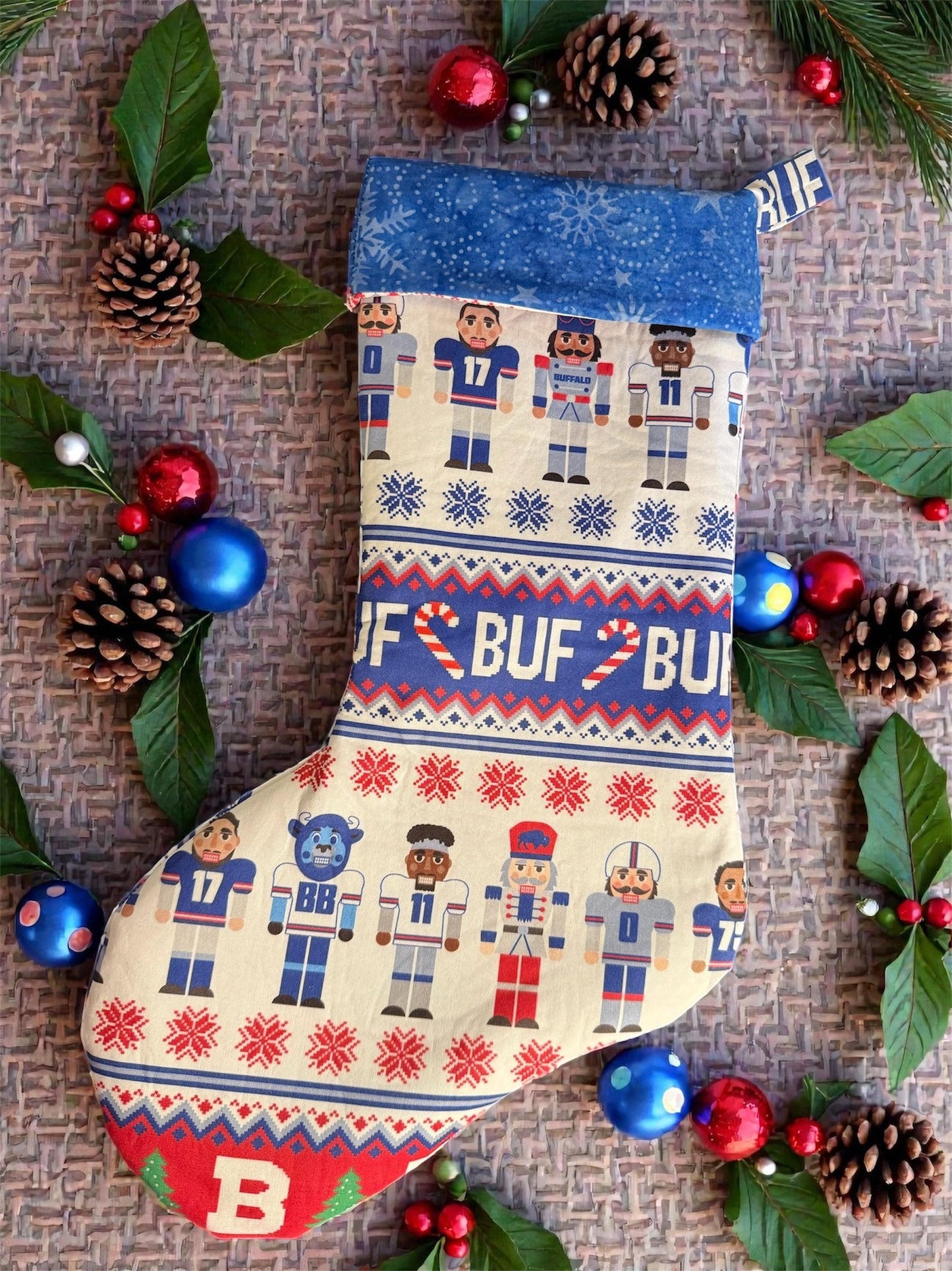 Limited Edition Buffalo Bills Nutcracker Stocking – Handmade WNY Stocking