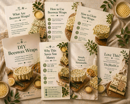 DIY Beeswax Wraps Guide + Recipe | Make & Sell Reusable Food Wraps | Beginner-Friendly Digital Download | Eco-Friendly Side Hustle