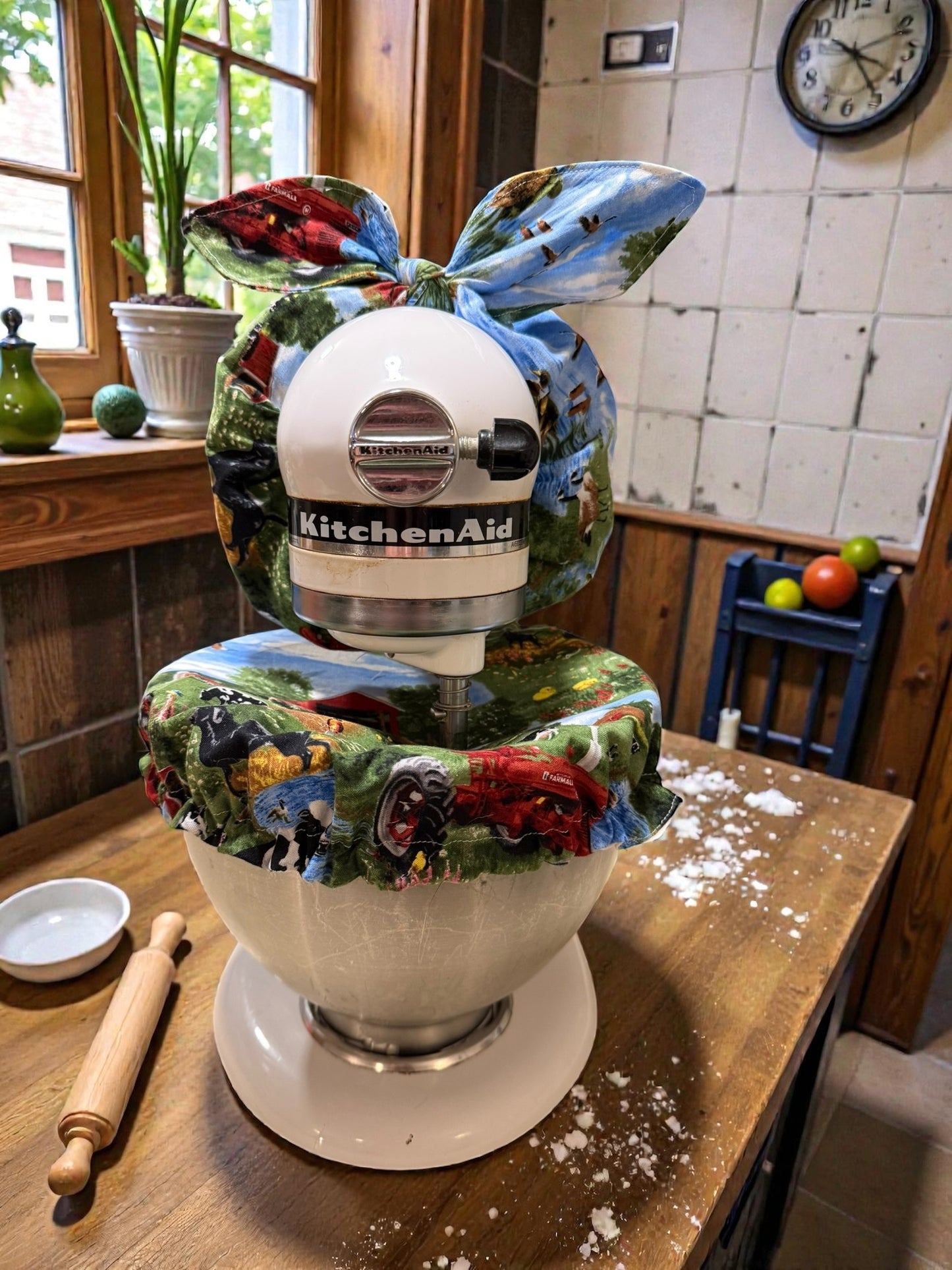 KitchenAid Mixer Bowl Cover & Scrunchie Bow Set | Reusable Fabric Bowl Cover